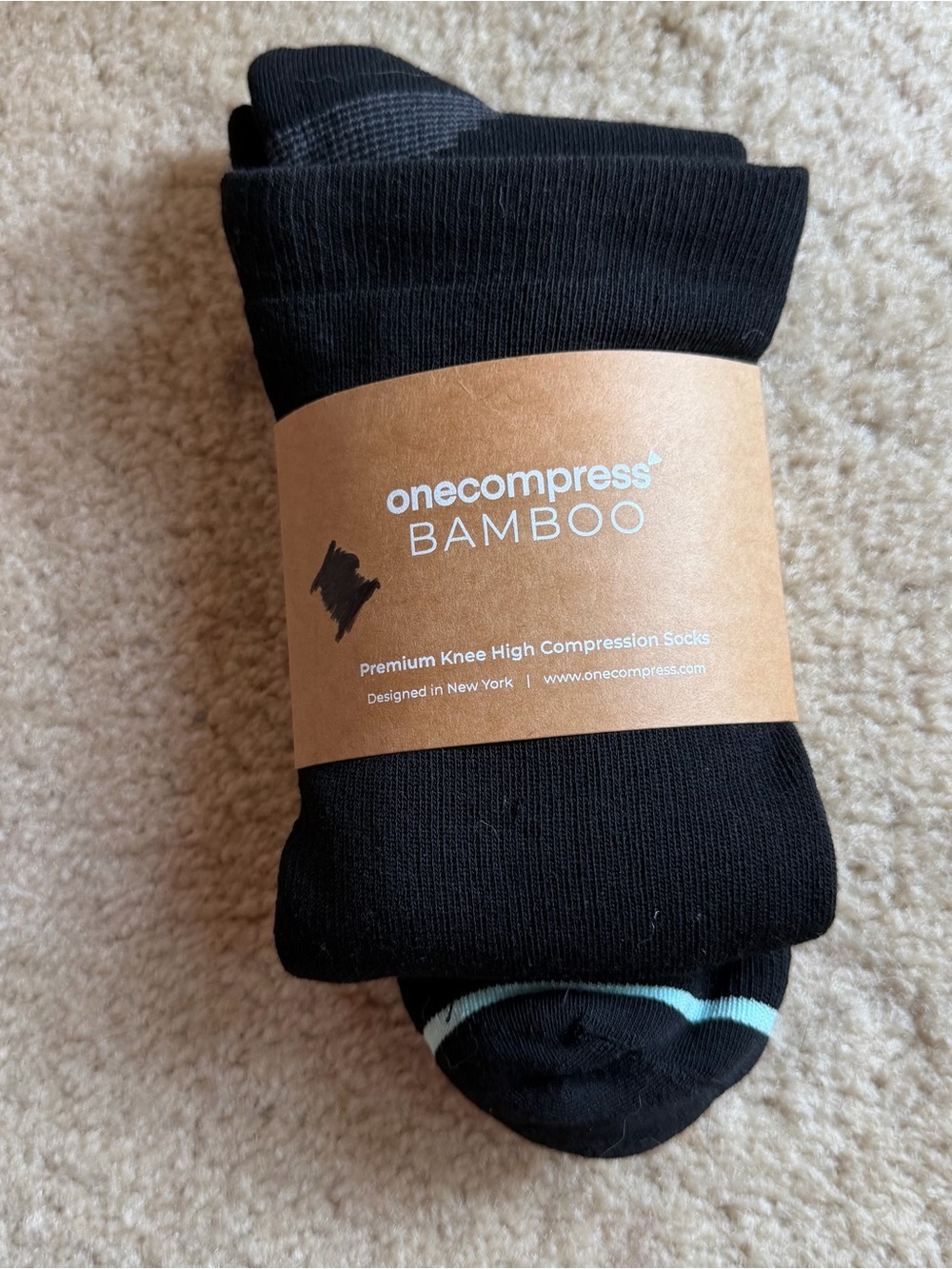 NWT OneCompress Black Knee High Compression Socks - Bamboo Blend - Sz XL/2XL